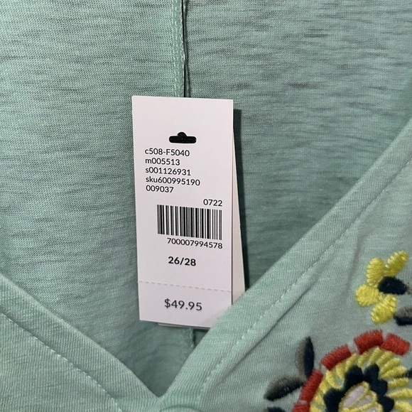 Lane Bryant Swing Flutter Sleeve Embroidered Babydoll Blouse Top Stretch NEW - Picture 7 of 10